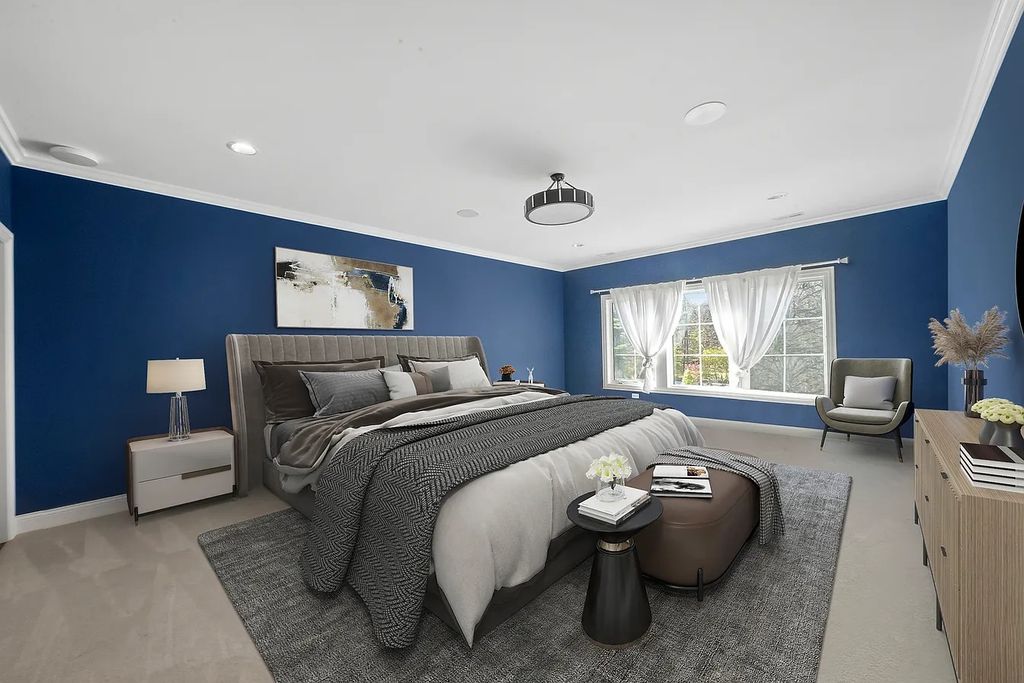 The Estate in Lincolnshire offers a grand scale foyer, ebony oak floors, an open floor plan, soaring ceiling heights, custom luxury finishes throughout now available for sale. This home located at 23477 N Elm Rd, Lincolnshire, Illinois