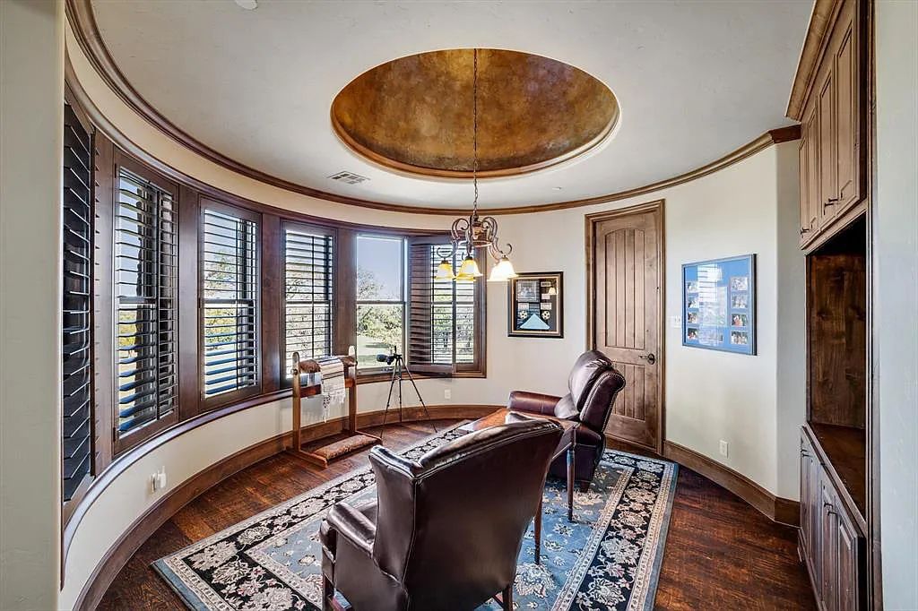 1101 E Hickory Hill Road, Argyle, Texas is a meticulous estate with amazing amenities including 4 fireplaces, climate-controlled wine room accommodates 250-300 bottles, exercise room, guest suite, game room, poker room, media room.