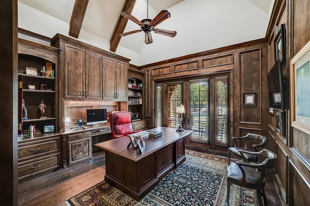 1101 E Hickory Hill Road, Argyle, Texas is a meticulous estate with amazing amenities including 4 fireplaces, climate-controlled wine room accommodates 250-300 bottles, exercise room, guest suite, game room, poker room, media room.