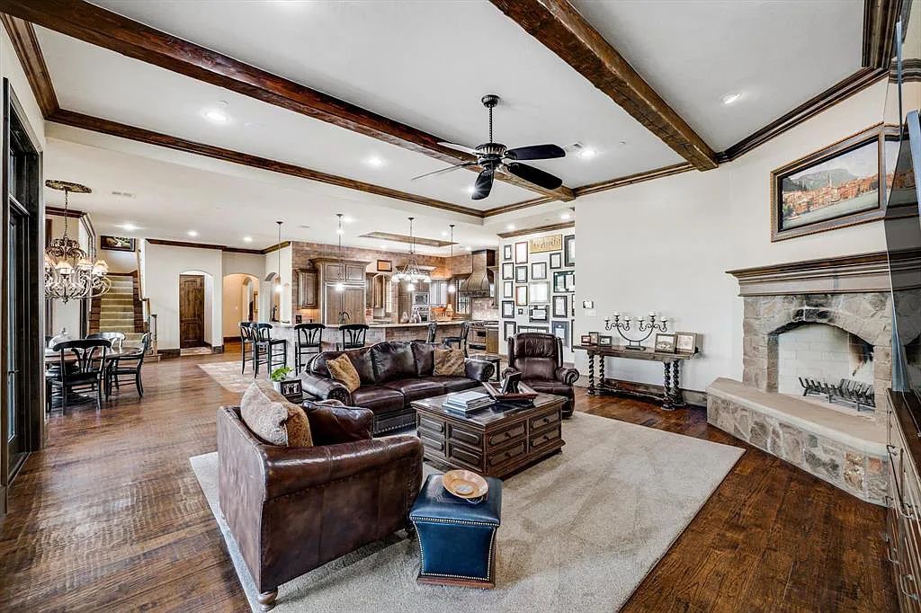 1101 E Hickory Hill Road, Argyle, Texas is a meticulous estate with amazing amenities including 4 fireplaces, climate-controlled wine room accommodates 250-300 bottles, exercise room, guest suite, game room, poker room, media room.