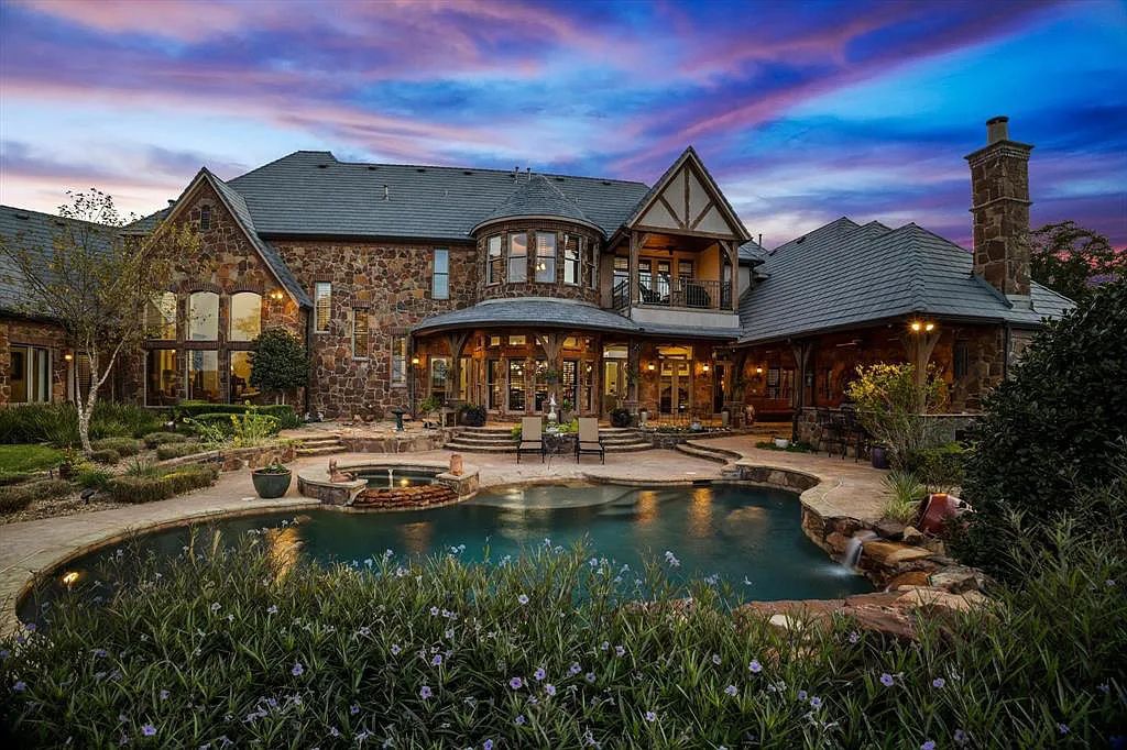 1101 E Hickory Hill Road, Argyle, Texas is a meticulous estate with amazing amenities including 4 fireplaces, climate-controlled wine room accommodates 250-300 bottles, exercise room, guest suite, game room, poker room, media room.