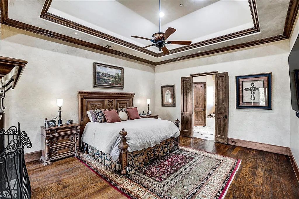 1101 E Hickory Hill Road, Argyle, Texas is a meticulous estate with amazing amenities including 4 fireplaces, climate-controlled wine room accommodates 250-300 bottles, exercise room, guest suite, game room, poker room, media room.