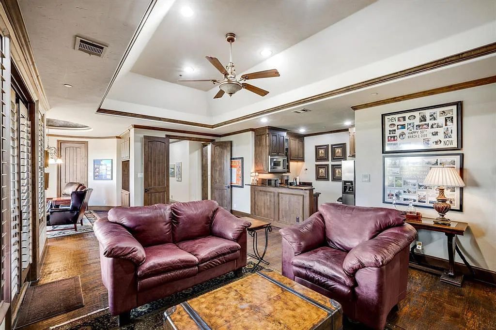 1101 E Hickory Hill Road, Argyle, Texas is a meticulous estate with amazing amenities including 4 fireplaces, climate-controlled wine room accommodates 250-300 bottles, exercise room, guest suite, game room, poker room, media room.