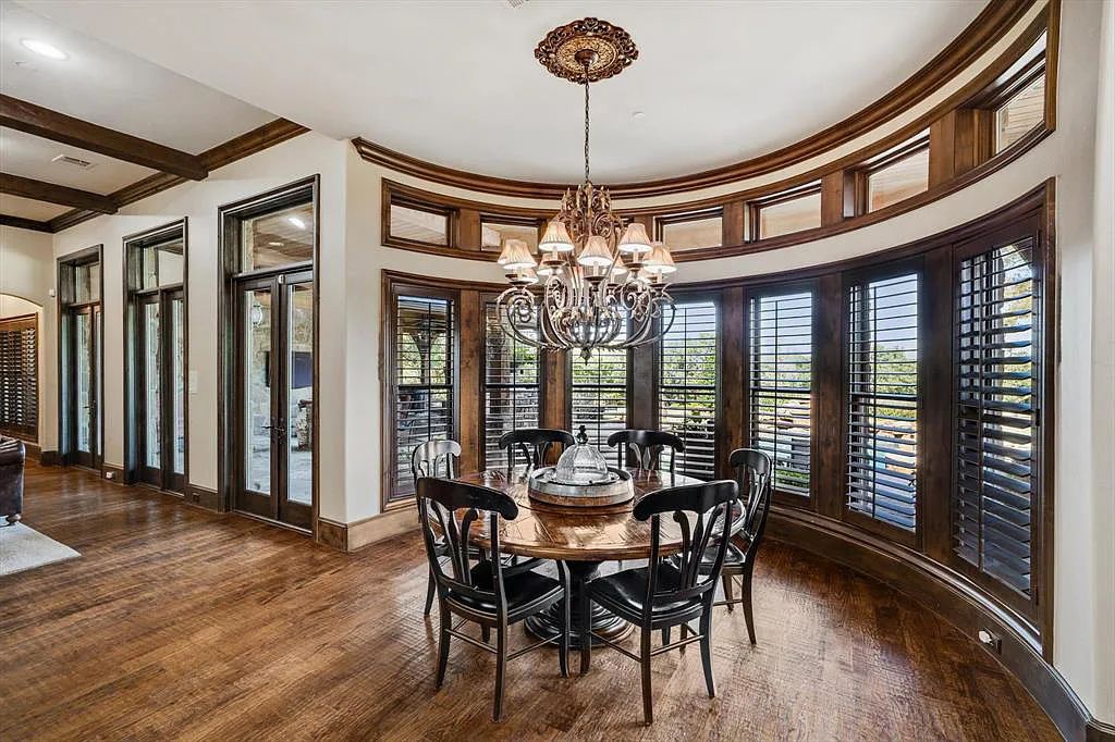 1101 E Hickory Hill Road, Argyle, Texas is a meticulous estate with amazing amenities including 4 fireplaces, climate-controlled wine room accommodates 250-300 bottles, exercise room, guest suite, game room, poker room, media room.