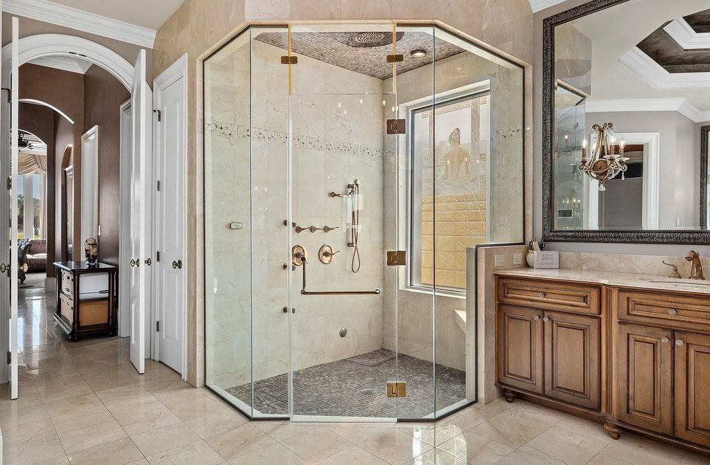 The House in Myrtle Beach is situated on 0.57 acres of land, which includes more than 200 feet of golf course and lakefront views, now available for sale. This home located at 1495 Scala Ct, Myrtle Beach, South Carolina