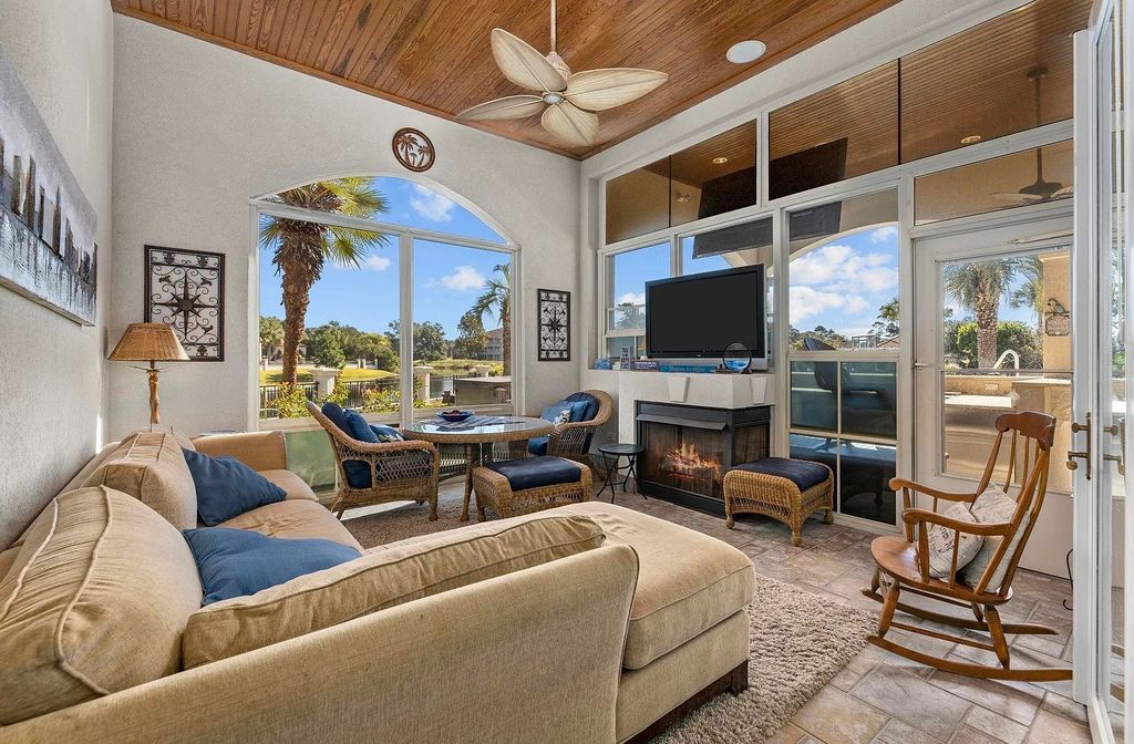 The House in Myrtle Beach is situated on 0.57 acres of land, which includes more than 200 feet of golf course and lakefront views, now available for sale. This home located at 1495 Scala Ct, Myrtle Beach, South Carolina