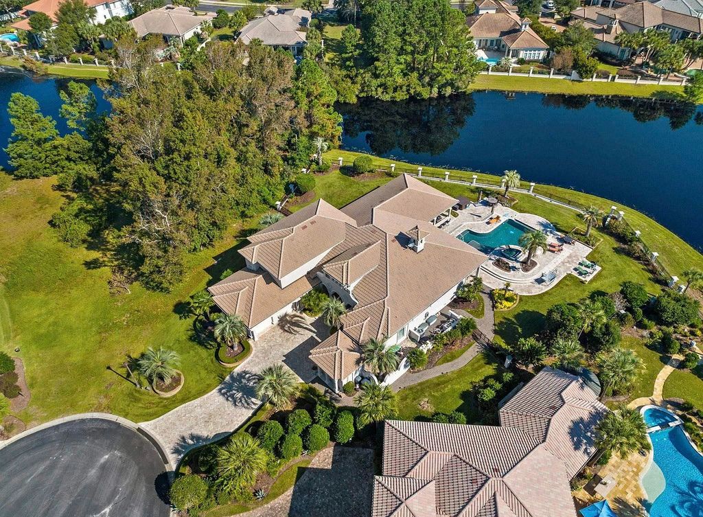 The House in Myrtle Beach is situated on 0.57 acres of land, which includes more than 200 feet of golf course and lakefront views, now available for sale. This home located at 1495 Scala Ct, Myrtle Beach, South Carolina