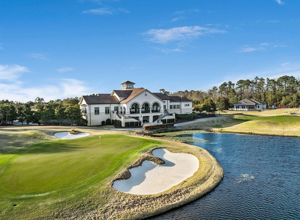 The House in Myrtle Beach is situated on 0.57 acres of land, which includes more than 200 feet of golf course and lakefront views, now available for sale. This home located at 1495 Scala Ct, Myrtle Beach, South Carolina