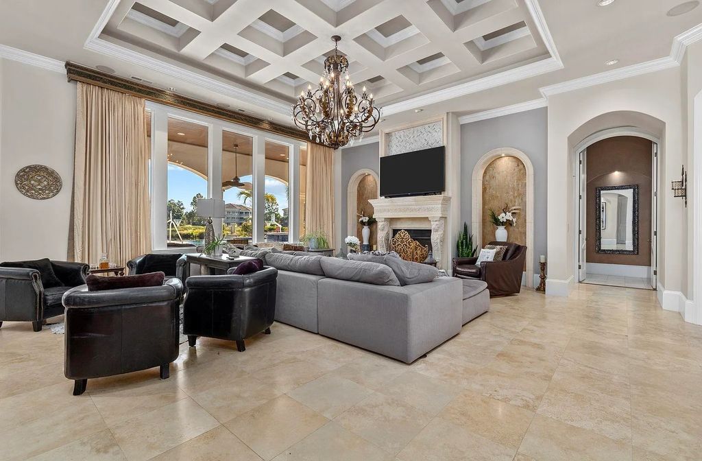 The House in Myrtle Beach is situated on 0.57 acres of land, which includes more than 200 feet of golf course and lakefront views, now available for sale. This home located at 1495 Scala Ct, Myrtle Beach, South Carolina