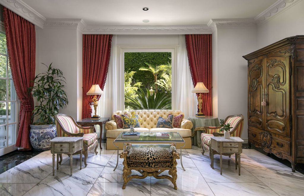 815 Cord Circle, Beverly Hills, California is a palatial residence sited on over a 1/2 acre with complete privacy, grounds are magical in every sense featuring a Roman style pool, fresco paintings and formal gardens.