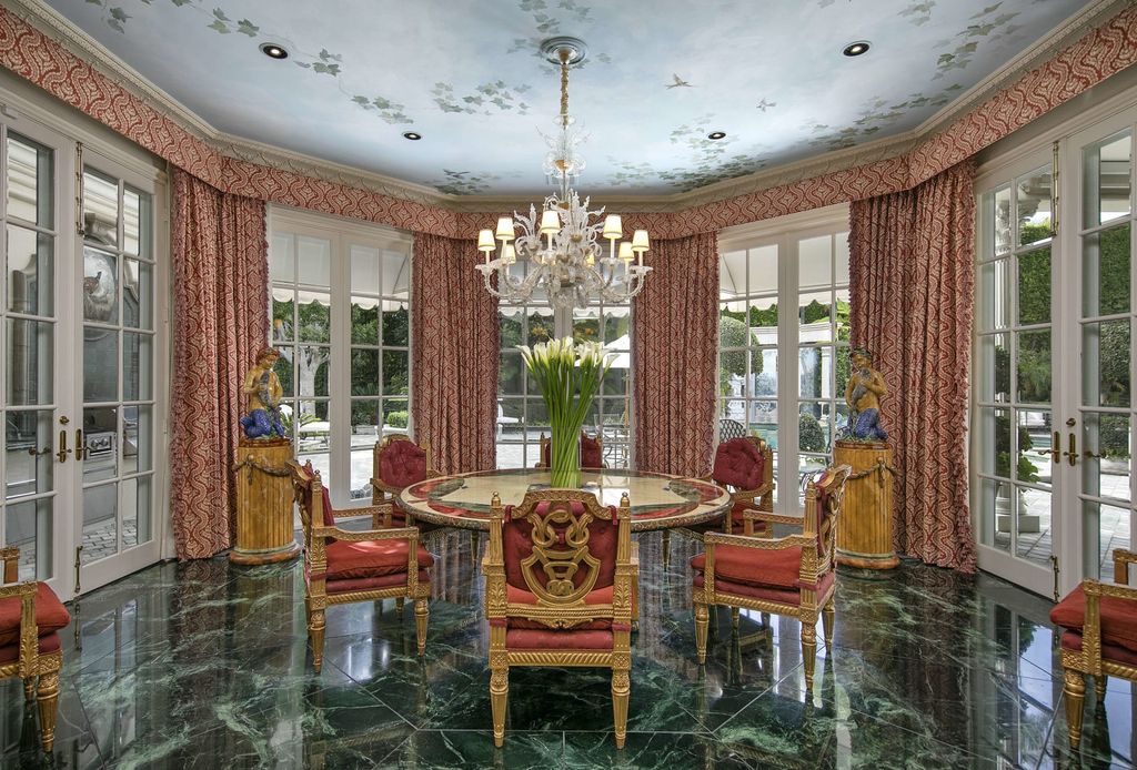 815 Cord Circle, Beverly Hills, California is a palatial residence sited on over a 1/2 acre with complete privacy, grounds are magical in every sense featuring a Roman style pool, fresco paintings and formal gardens.