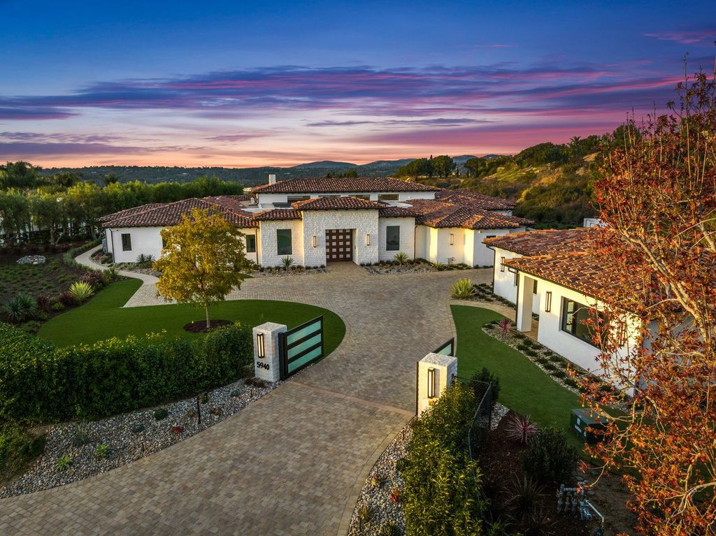 5940 Ladys Secret Drive, Rancho Santa Fe, California is a brand new estate tucked away in a convenient and prestigious gated community and sitting on a premier 2.43 acre site boasting the epitome of Resort Living.