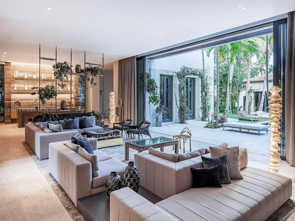 3541 Flamingo Drive, Miami Beach, Florida,  is an elegant home with travertine flooring, oak walls, and stones. This newly built structure was designed as a modern redux with an unprecedented level of luxury.