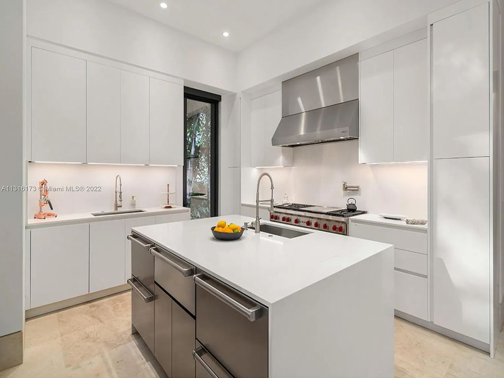 3541 Flamingo Drive, Miami Beach, Florida,  is an elegant home with travertine flooring, oak walls, and stones. This newly built structure was designed as a modern redux with an unprecedented level of luxury.