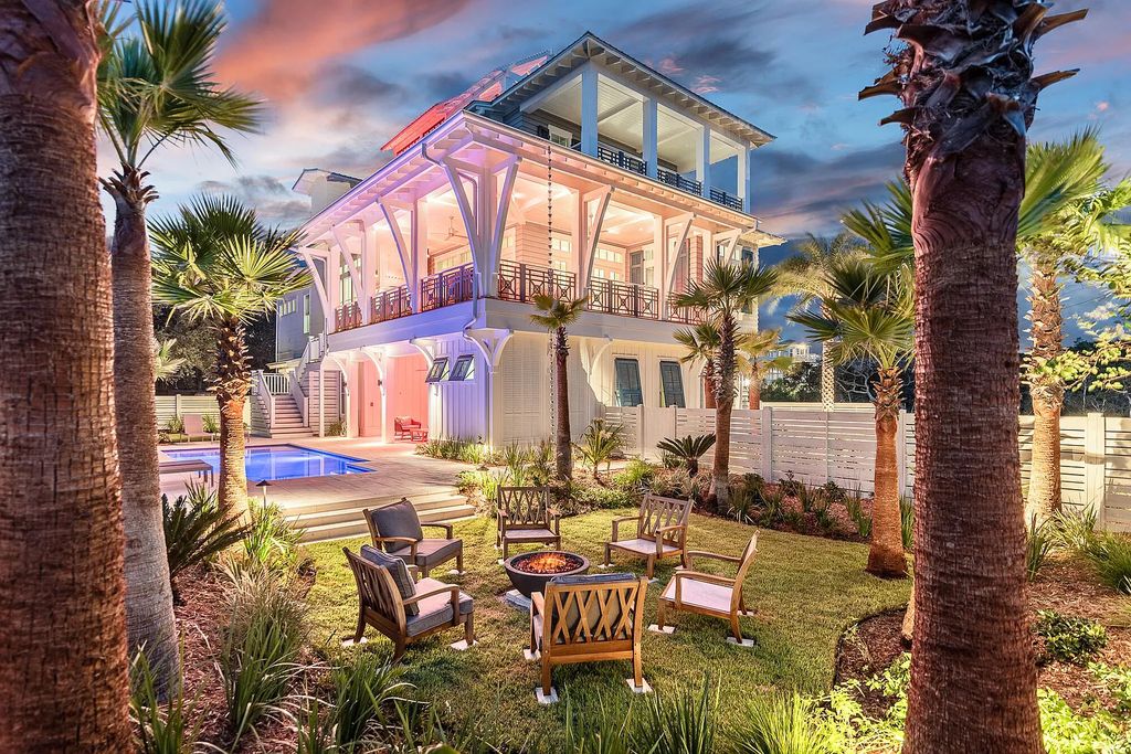 178 Pompano Street, Inlet Beach, Florida is an extraordinary Nantucket inspired home located only 200 yards away from the sandy white beaches of Inlet Beach with vaulted pecky cypress ceilings, leather porcelain floors, and the highest grade finishes.