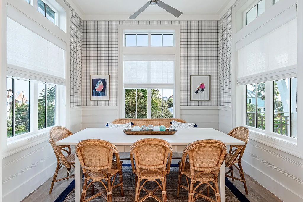 178 Pompano Street, Inlet Beach, Florida is an extraordinary Nantucket inspired home located only 200 yards away from the sandy white beaches of Inlet Beach with vaulted pecky cypress ceilings, leather porcelain floors, and the highest grade finishes.