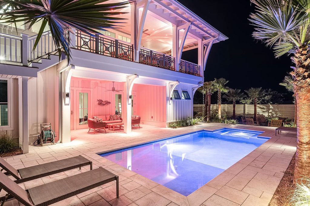 178 Pompano Street, Inlet Beach, Florida is an extraordinary Nantucket inspired home located only 200 yards away from the sandy white beaches of Inlet Beach with vaulted pecky cypress ceilings, leather porcelain floors, and the highest grade finishes.
