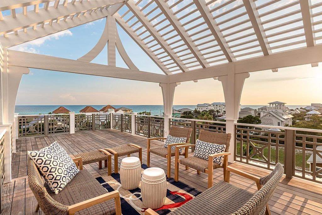 178 Pompano Street, Inlet Beach, Florida is an extraordinary Nantucket inspired home located only 200 yards away from the sandy white beaches of Inlet Beach with vaulted pecky cypress ceilings, leather porcelain floors, and the highest grade finishes.