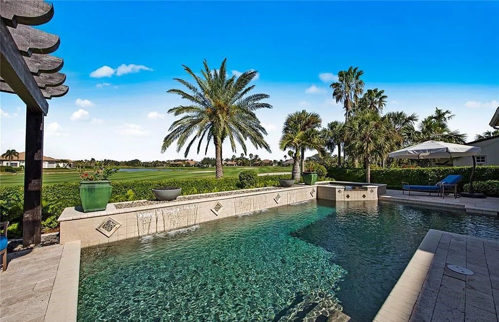 6097 Sunnyslope Drive, Naples, Florida, built by Michelangelo Builders, earning “The Best of Custom Wood, National Dream Home” & 4 Aurora awards. The spectacularly designed 2-story grand estate in Quail West is decorated with exquisite, one-of-a-kind milled woodwork.