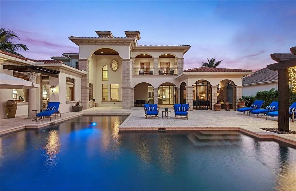 6097 Sunnyslope Drive, Naples, Florida, built by Michelangelo Builders, earning “The Best of Custom Wood, National Dream Home” & 4 Aurora awards. The spectacularly designed 2-story grand estate in Quail West is decorated with exquisite, one-of-a-kind milled woodwork.