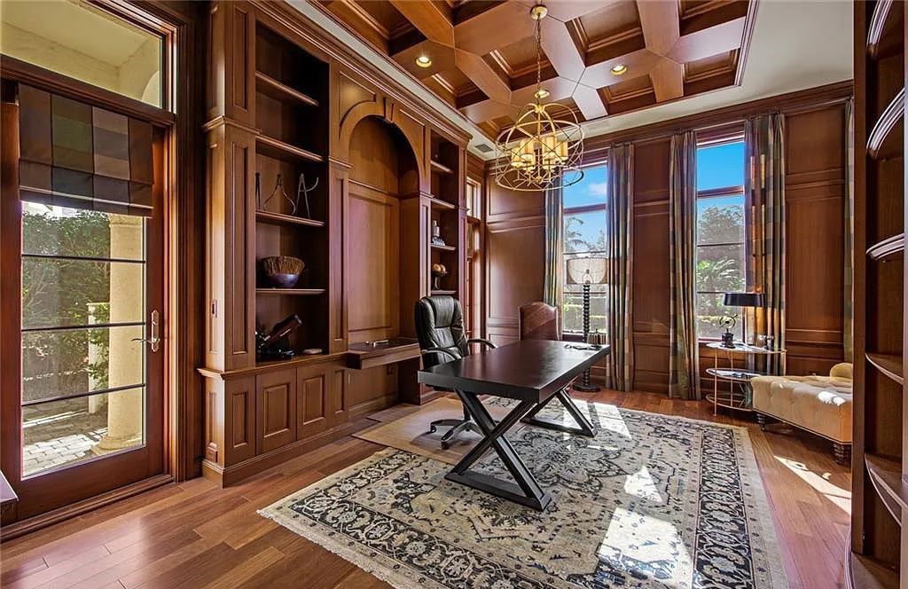 6097 Sunnyslope Drive, Naples, Florida, built by Michelangelo Builders, earning “The Best of Custom Wood, National Dream Home” & 4 Aurora awards. The spectacularly designed 2-story grand estate in Quail West is decorated with exquisite, one-of-a-kind milled woodwork.
