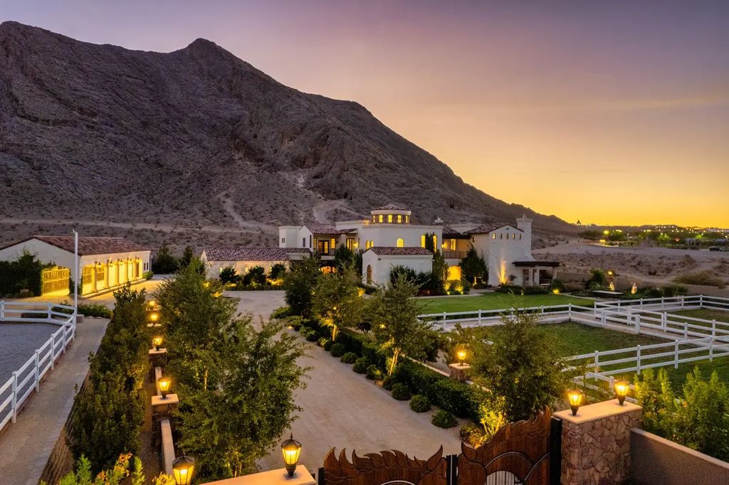 4225 N Jensen Street, Las Vegas, Nevada is a Hacienda-style home on 2.25 lush acres beaming with Spanish tile, rustic wood accents, archways, and multiple courtyards that allow for the ultimate year-round indoor outdoor living. 