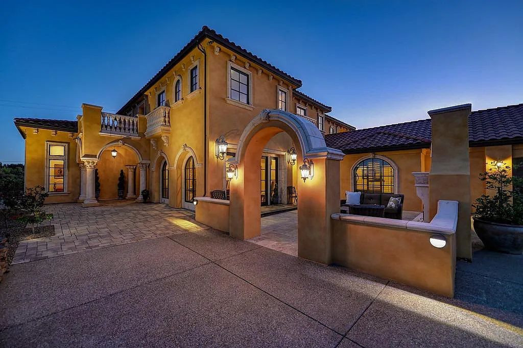 100 Shultz Vineyard Road, Shingle Springs, California is an architectural masterpiece overlooks a gorgeous working vineyard including state of the art appliances, high-end fixtures and finishes, custom iron works, and hand carved marble fireplaces and soaking tub.