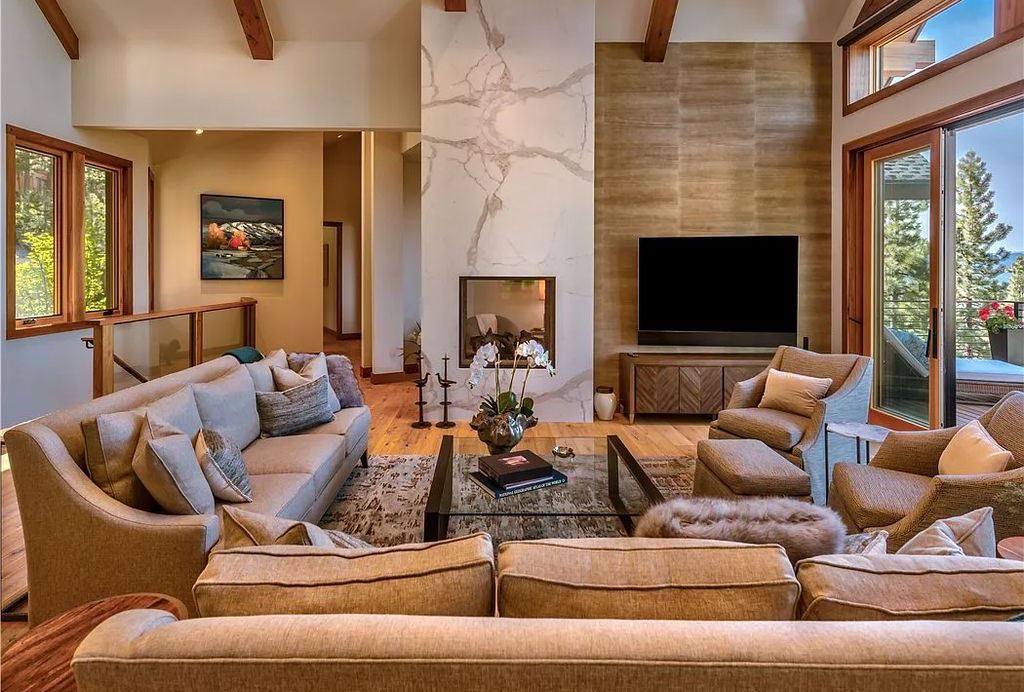 545 Eagle Drive, Incline Village, Nevada is a spectacular estate was meticulously crafted Susie Yanagi AIA design with high quality finish work including double quartzite kitchen islands, gated drive and interior paver heated courtyard.