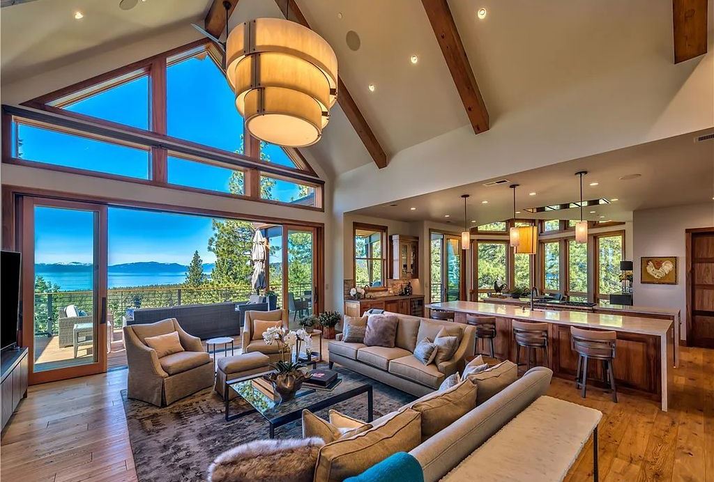 545 Eagle Drive, Incline Village, Nevada is a spectacular estate was meticulously crafted Susie Yanagi AIA design with high quality finish work including double quartzite kitchen islands, gated drive and interior paver heated courtyard.