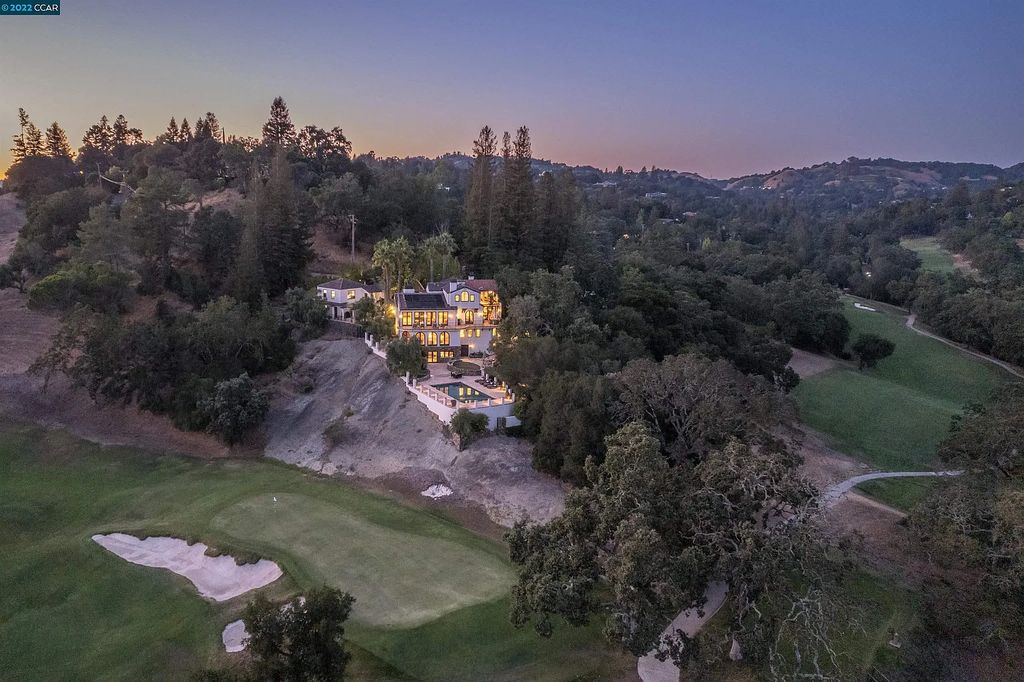 160 Camino Don Miguel, Orinda, California is a Spanish Revival estate originally constructed in 1929 sited on private gated grounds with breathtaking panoramic views, Mediterranean landscaping, offer a resort-like setting with direct access to the Orinda Country Club golf course.