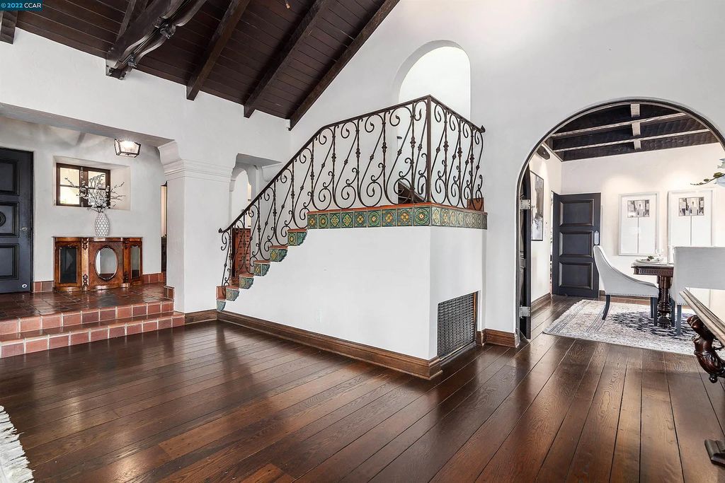 160 Camino Don Miguel, Orinda, California is a Spanish Revival estate originally constructed in 1929 sited on private gated grounds with breathtaking panoramic views, Mediterranean landscaping, offer a resort-like setting with direct access to the Orinda Country Club golf course.