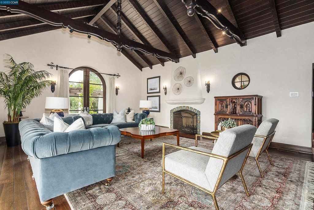 160 Camino Don Miguel, Orinda, California is a Spanish Revival estate originally constructed in 1929 sited on private gated grounds with breathtaking panoramic views, Mediterranean landscaping, offer a resort-like setting with direct access to the Orinda Country Club golf course.