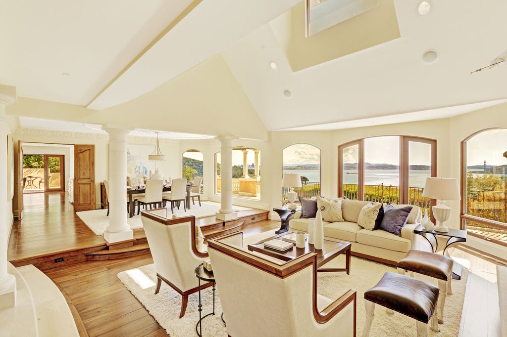604 Ridge Road, Tiburon, California is a sophisticated residence on a gated and private half-acre parcel with unrivaled top of the world views of San Francisco, Angel Island, the Golden Gate Bridge, Sausalito, and Belvedere Island.