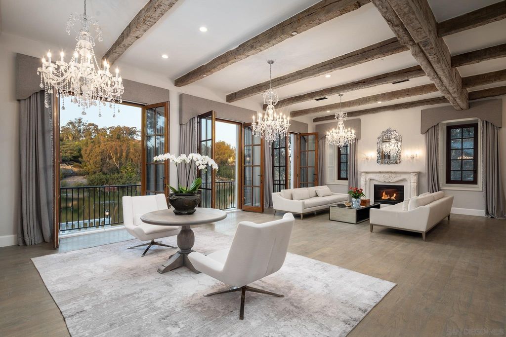 17176 Calle Serena, Rancho Santa Fe, California is a stunning custom European Villa on the lake in exclusive guard gated Fairbanks Ranch inspired by great architectural masterpieces around the world, built with a passion this timeless European home showcases exquisite imported materials.
