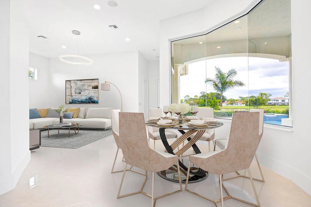 11795 Littlestone Court, Palm Beach Gardens, Florida is a stunning renovated one story house with golf views overlooking the PGA National Golf Course, filled with sunlight rooms, stylish welcoming spaces offering areas for intimate or grand-scale gatherings.
