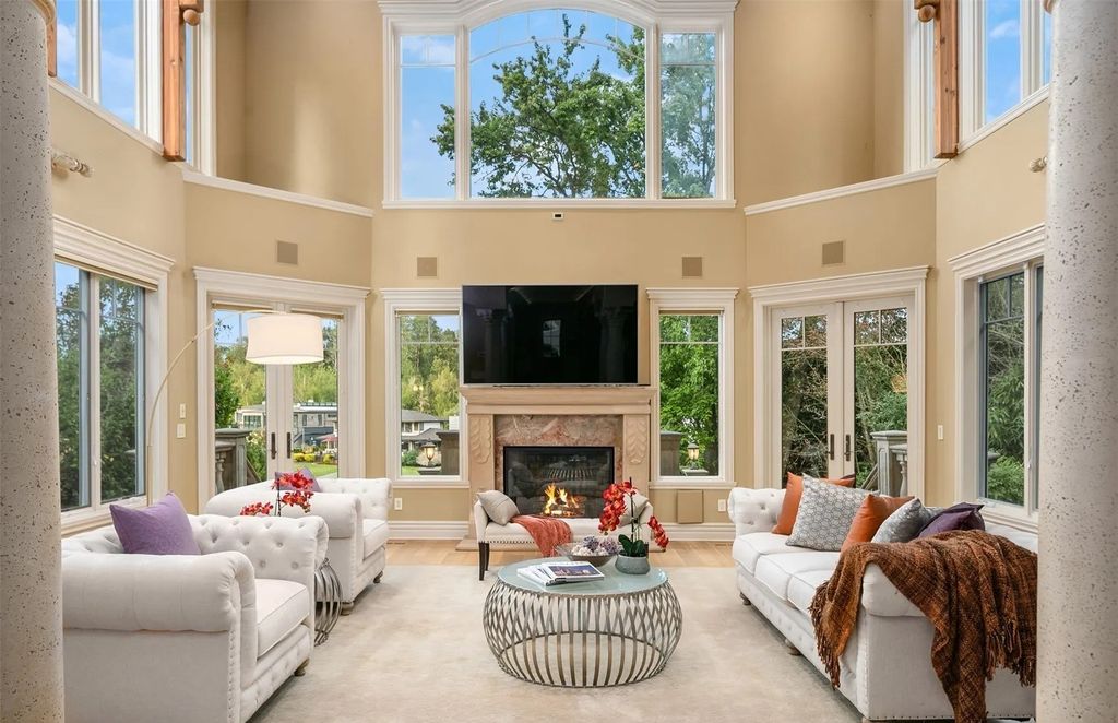 The Estate in Hunts Point was designed with rooms to be enjoyed by incorporating classic finishes and custom detailing throughout, now available for sale. This home located at 3210 Hunts Point Road, Hunts Point, Washington