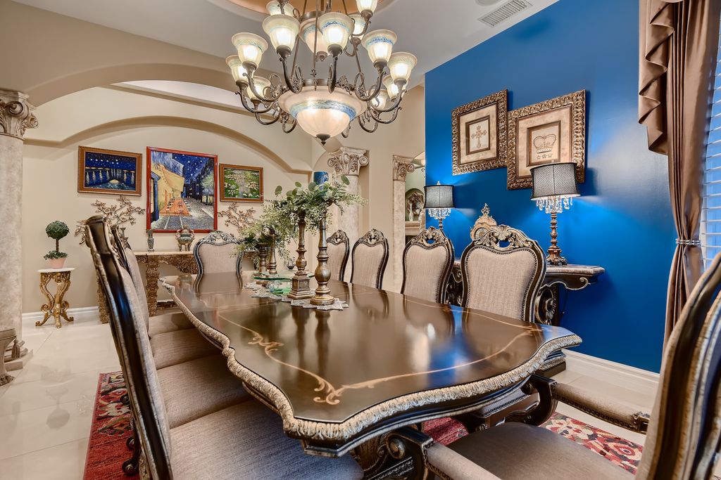 1278 Imperia Drive, Henderson, Nevada is a custom home in the exclusive guard gated community of Rapallo in Seven Hills, wrapped in lush green sculptured landscape in front and back.