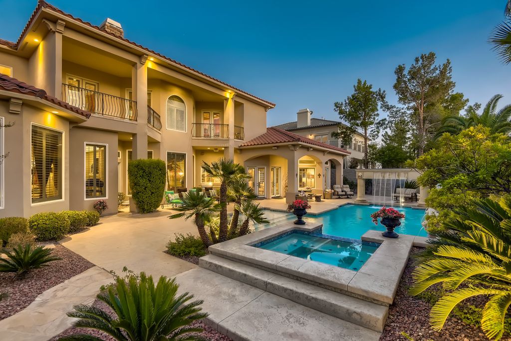 1278 Imperia Drive, Henderson, Nevada is a custom home in the exclusive guard gated community of Rapallo in Seven Hills, wrapped in lush green sculptured landscape in front and back.