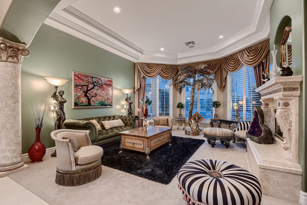 1278 Imperia Drive, Henderson, Nevada is a custom home in the exclusive guard gated community of Rapallo in Seven Hills, wrapped in lush green sculptured landscape in front and back.