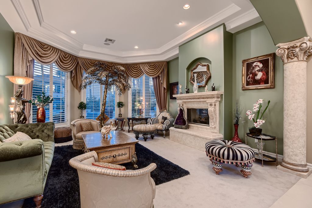 1278 Imperia Drive, Henderson, Nevada is a custom home in the exclusive guard gated community of Rapallo in Seven Hills, wrapped in lush green sculptured landscape in front and back.