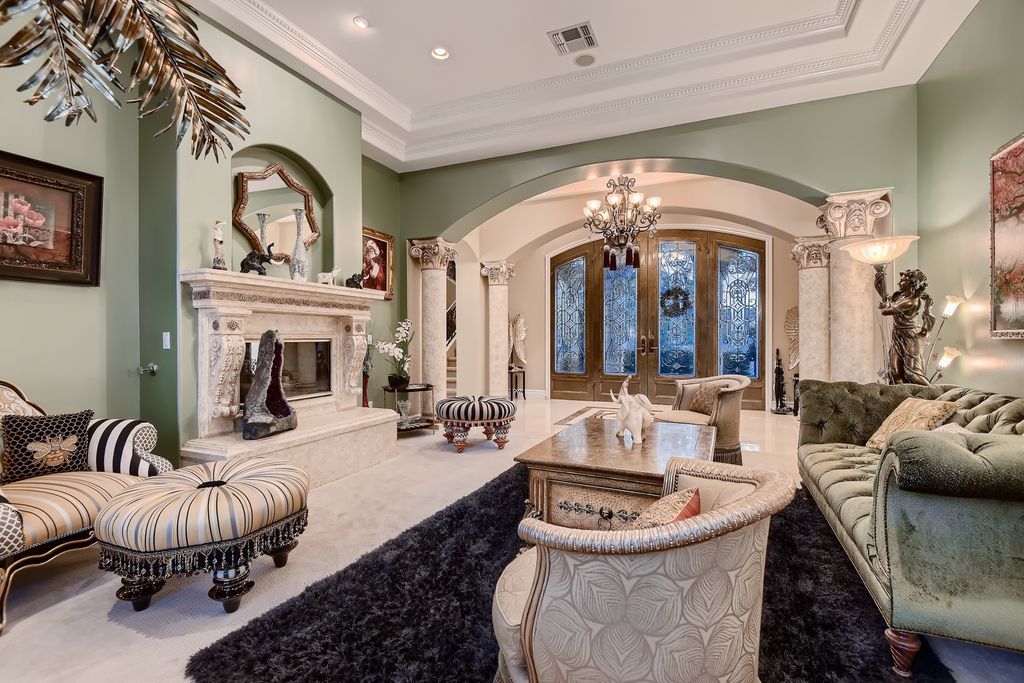 1278 Imperia Drive, Henderson, Nevada is a custom home in the exclusive guard gated community of Rapallo in Seven Hills, wrapped in lush green sculptured landscape in front and back.