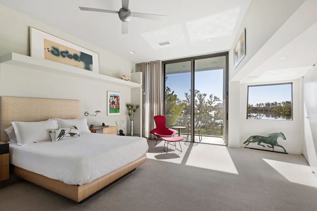 150 Morningside Drive, Sarasota, Florida is a stunning postmodern-style home was designed and built by the renowned architect Don Chapell showcasing the eclectic palette and materials of postmodernism, with an interplay of light and shadow that transforms each space.