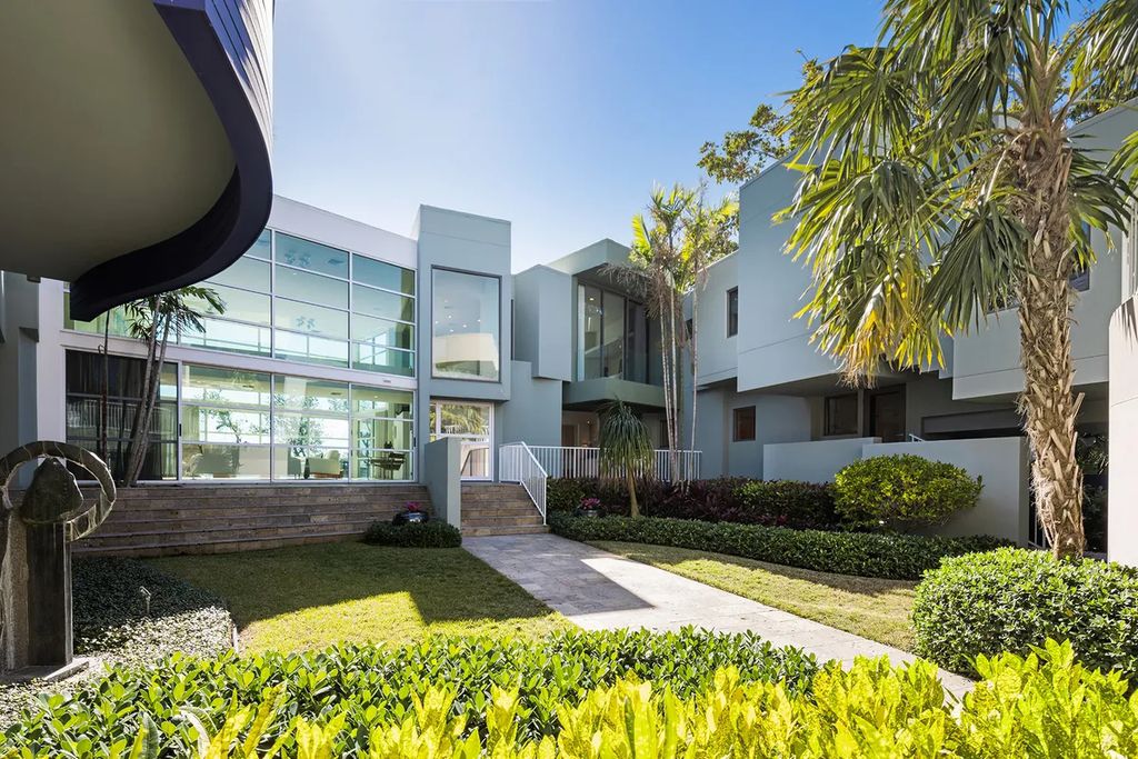 150 Morningside Drive, Sarasota, Florida is a stunning postmodern-style home was designed and built by the renowned architect Don Chapell showcasing the eclectic palette and materials of postmodernism, with an interplay of light and shadow that transforms each space.