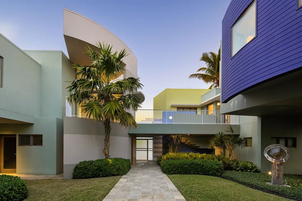 150 Morningside Drive, Sarasota, Florida is a stunning postmodern-style home was designed and built by the renowned architect Don Chapell showcasing the eclectic palette and materials of postmodernism, with an interplay of light and shadow that transforms each space.