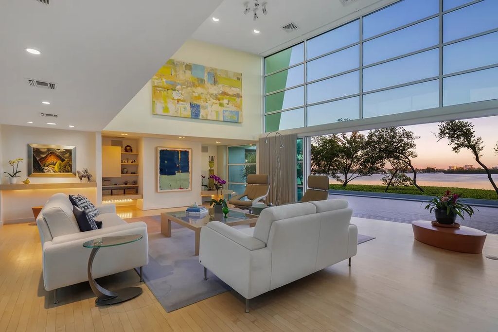 150 Morningside Drive, Sarasota, Florida is a stunning postmodern-style home was designed and built by the renowned architect Don Chapell showcasing the eclectic palette and materials of postmodernism, with an interplay of light and shadow that transforms each space.