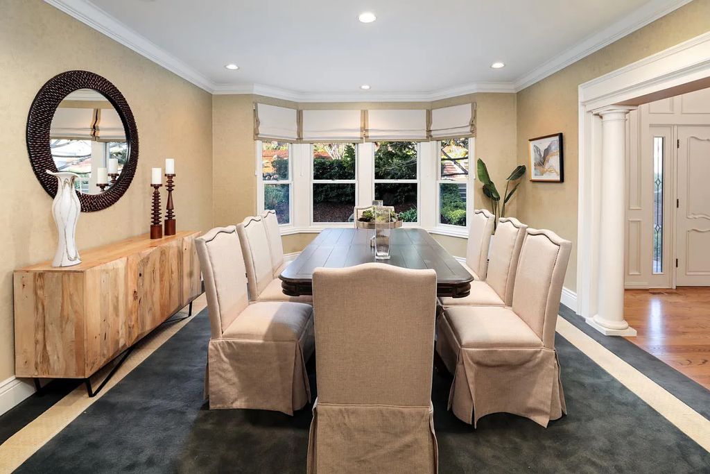 16050 Viewfield Road, Monte Sereno, California is an incredible property on 1.4 usable acres just a few short blocks to vibrant downtown Los Gatos boasting grand semi-circular staircase and vaulted ceilings, park-like back yard, 800 bottle wine cellar, and more.