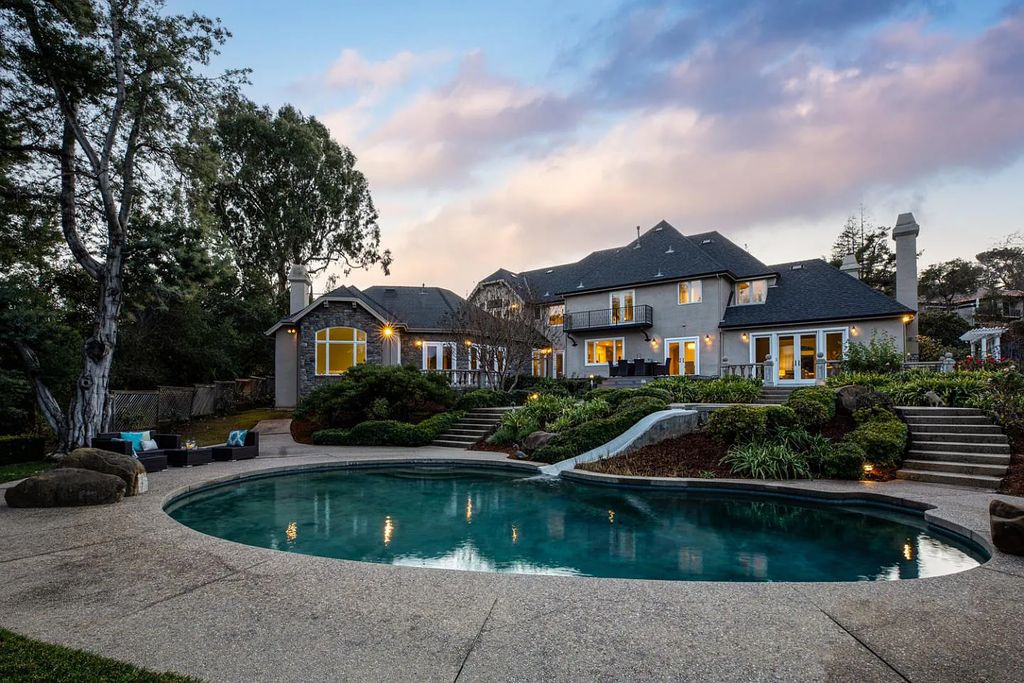 16050 Viewfield Road, Monte Sereno, California is an incredible property on 1.4 usable acres just a few short blocks to vibrant downtown Los Gatos boasting grand semi-circular staircase and vaulted ceilings, park-like back yard, 800 bottle wine cellar, and more.