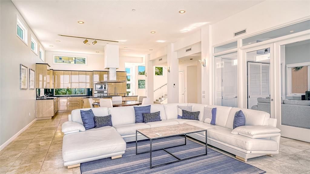 9137 Midnight Pass Road, Sarasota, Florida, is designed by the original owner and architect, Tony Ngai, and features expansive bay views from north to south on a quiet stretch.