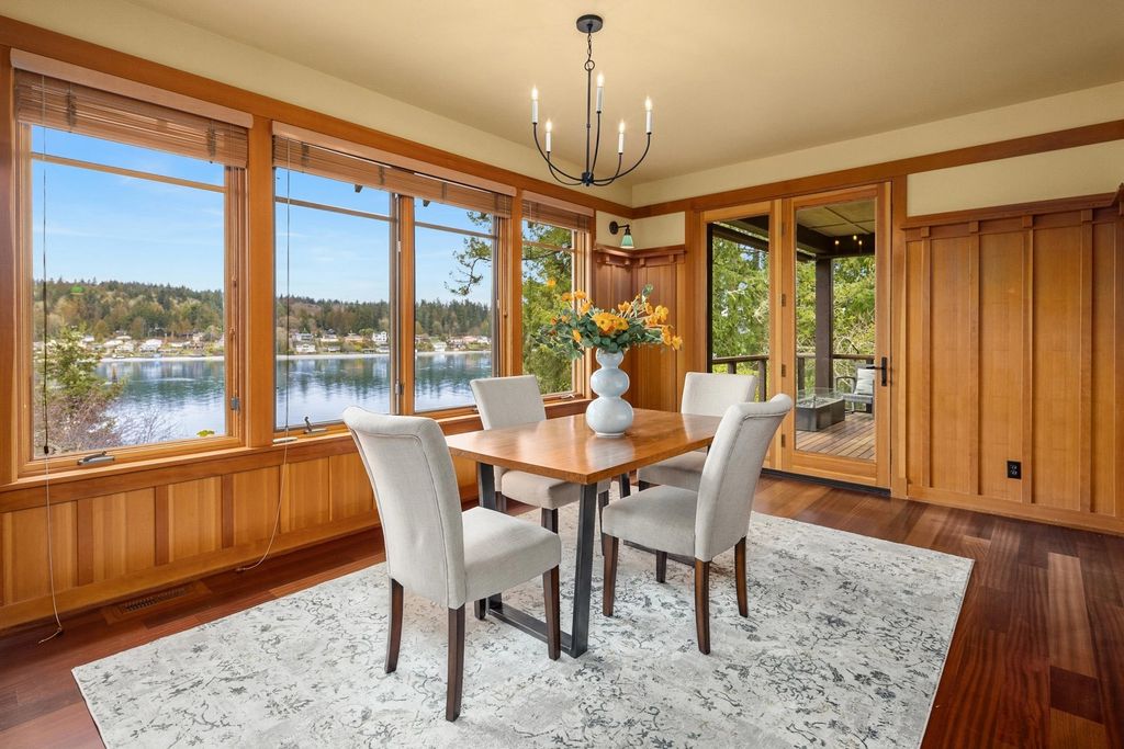 The Home in Bainbridge Island is an exceptional custom estate with 2 homes on a combined acre including 139’ of spectacular water frontage, now available for sale. This home located at 17253 & 17204 Agate Street NE, Bainbridge Island, Washington