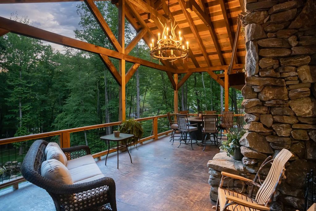 The Estate in Canton incorporates elements from the land with sustainable materials, now available for sale. This home located at 16 Gihon Waters Trl, Canton, North Carolina
